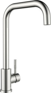 Kraan da cucina, alta pressione, rotazione 360° per scarico cucina, maniglia L con connessioni G3/8'' in acciaio inossidabile SUS304 lucidato a nichel grigio.