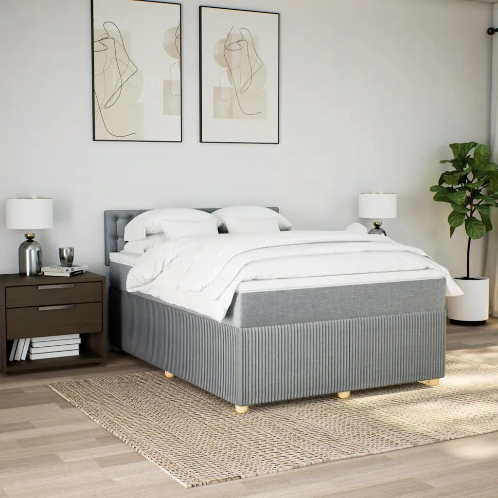 Giroletto a Molle con Materasso Grigio Chiaro 140x190cm Tessuto