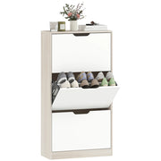 Scarpiera 3 Ante con Appendiabiti ¨C Zephmum ¨C Roble e Bianco 62.5x26x117.5 cm