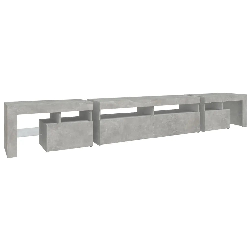 Mobile Porta TV con Luci LED Grigio Cemento 260x36,5x40 cm 3152781