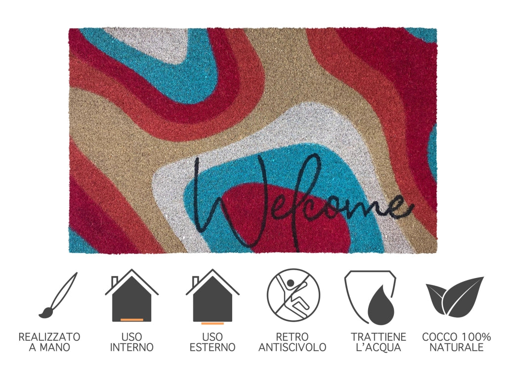Zerbino Ingresso Casa In Fibra Di Cocco Con Base In Pvc  Hippy