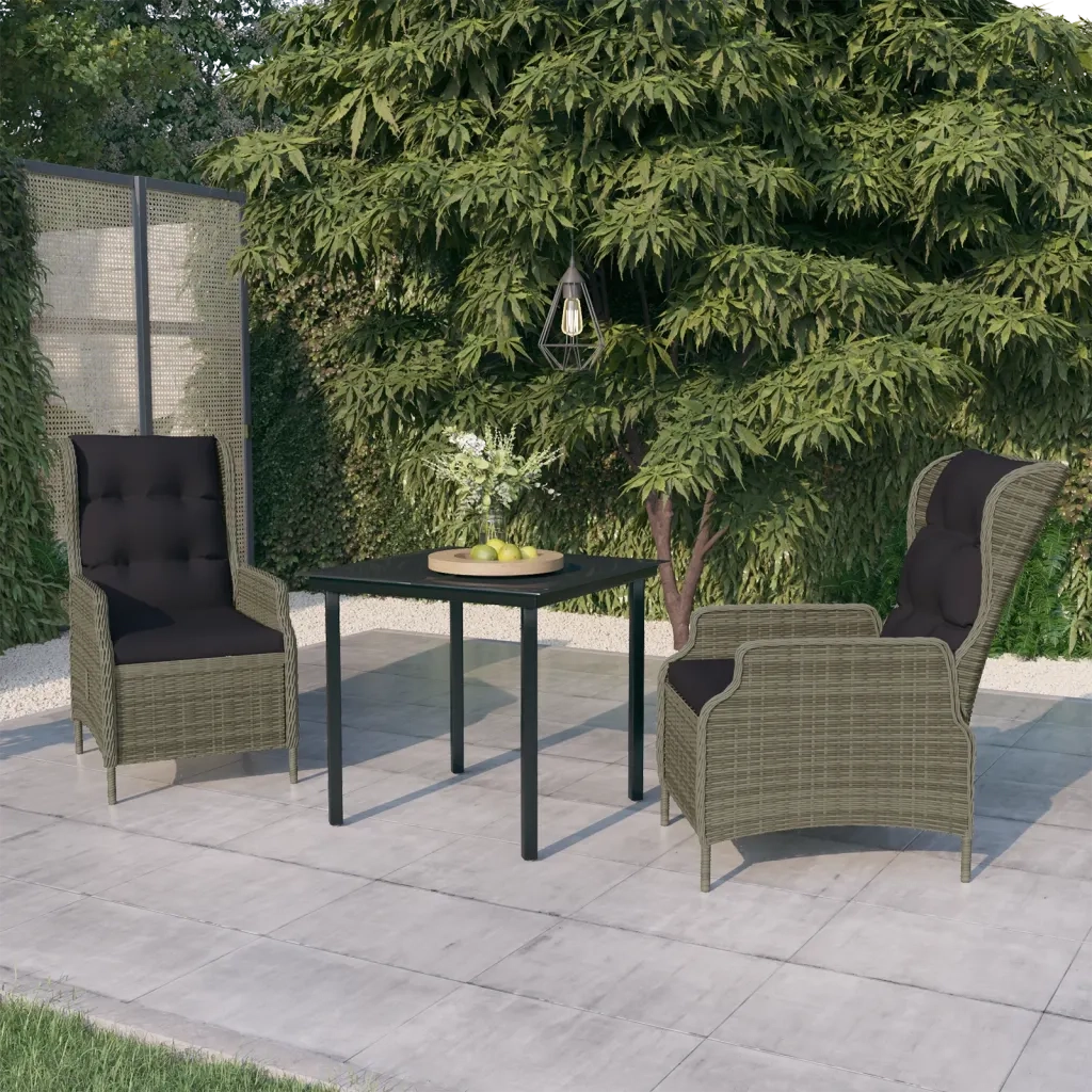 Set Mobili da Pranzo per Giardino 3 pz Marrone cod mxl 43653