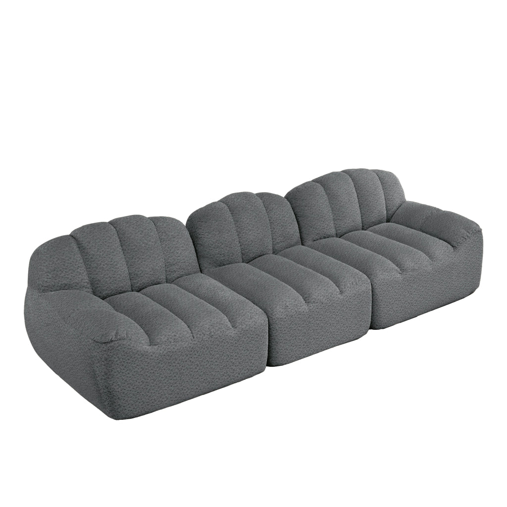 Divano 3 posti modulare imbottito ¨C MINIMAL ¨C Tessuto grigio morbido