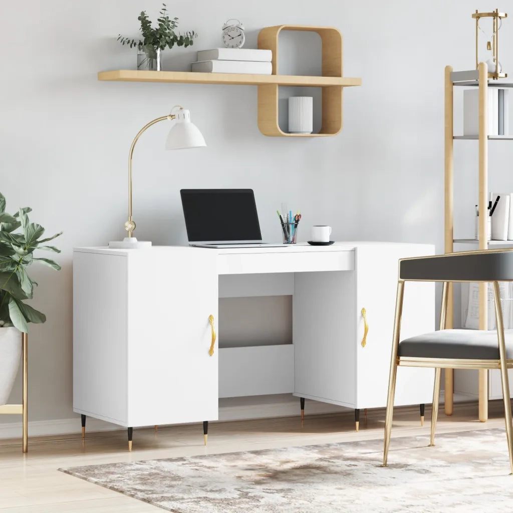 Scrivania | Tavolo da Ufficio Bianca 140x50x75 cm in Legno Multistrato