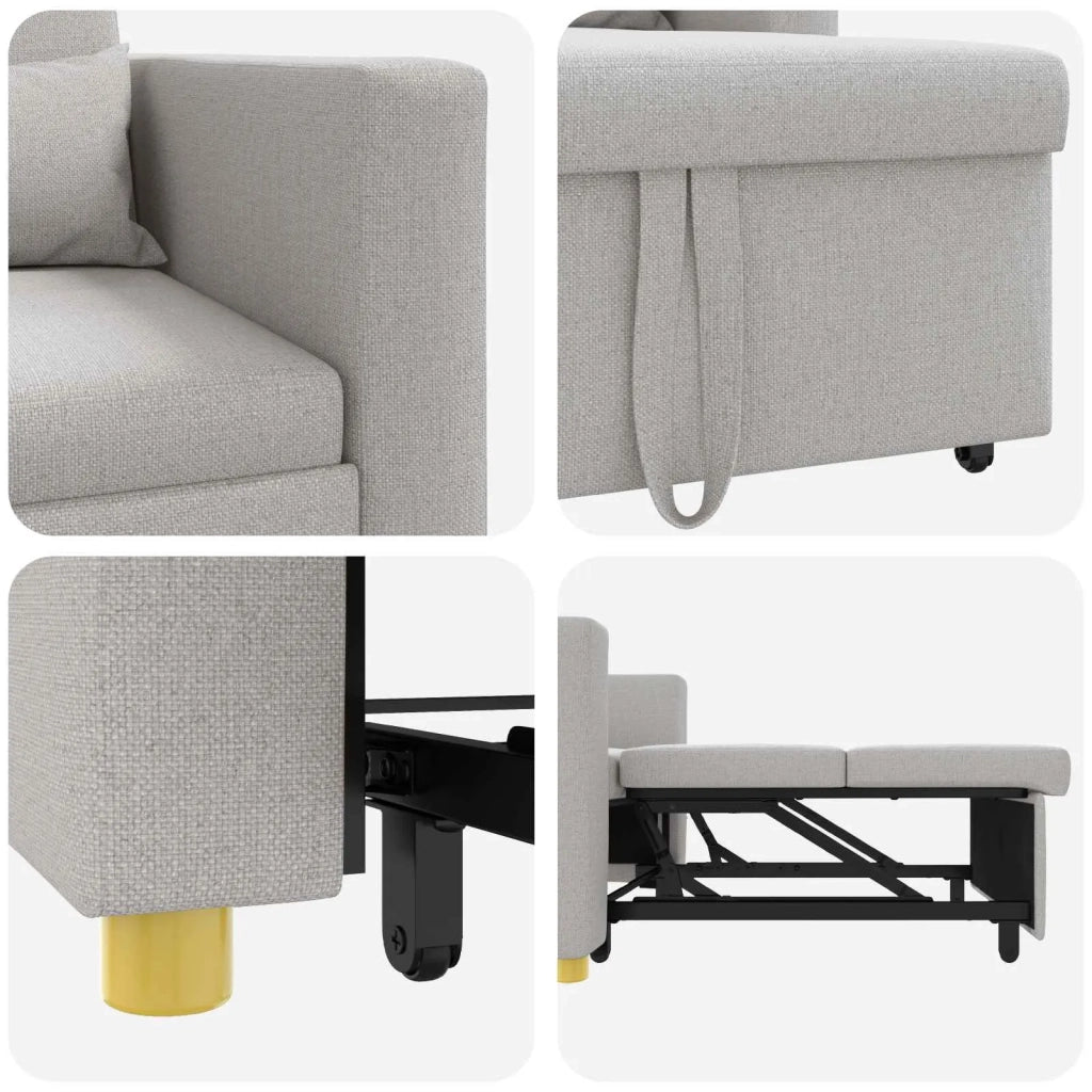 Divano letto | Sof¨¤ letto | Letto singolo estraibile singolo con ruote Grigio nuvola Tessuto