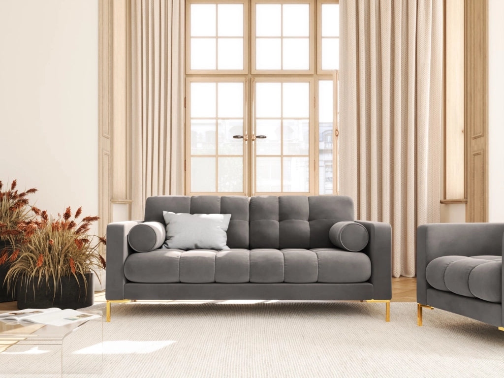 Cosmopolitan Design - Divano "Bali" 2 posti in velluto grigio chiaro 