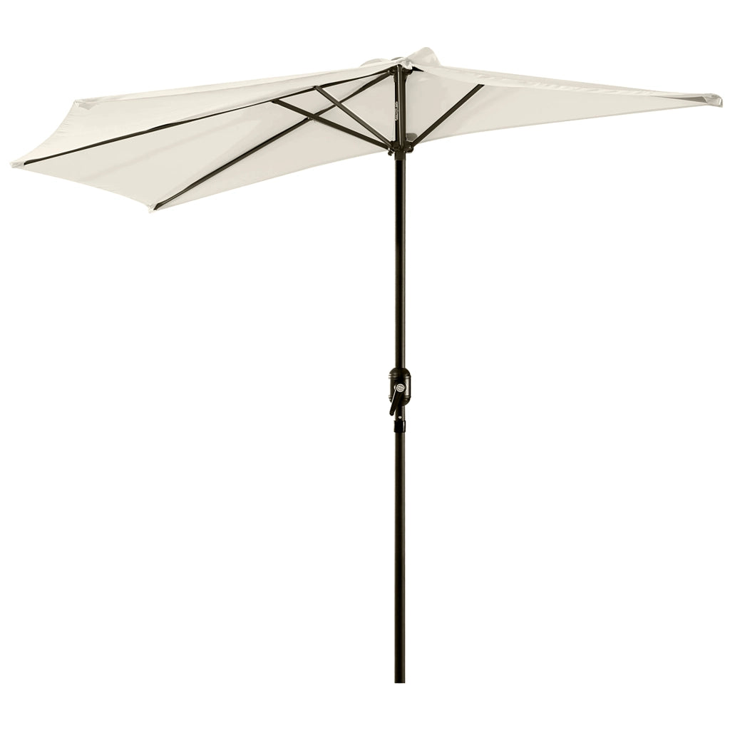Ombrellone da Giardino Semicircolo con Manovella ¨C zephmum ¨C 293x150 cm Crema