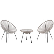 Set da Esterno Tavolino e 2 Sedie Grigio Chiaro Rattan Sintetico Moderno