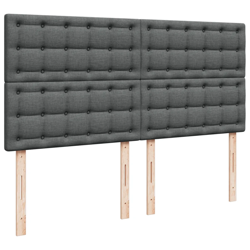 Giroletto a Molle con Materasso Grigio Scuro 200x200 cm Tessuto
