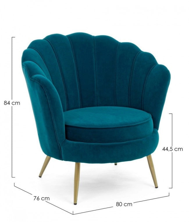 Poltrona Giliola in Tessuto effetto Velluto Blu
