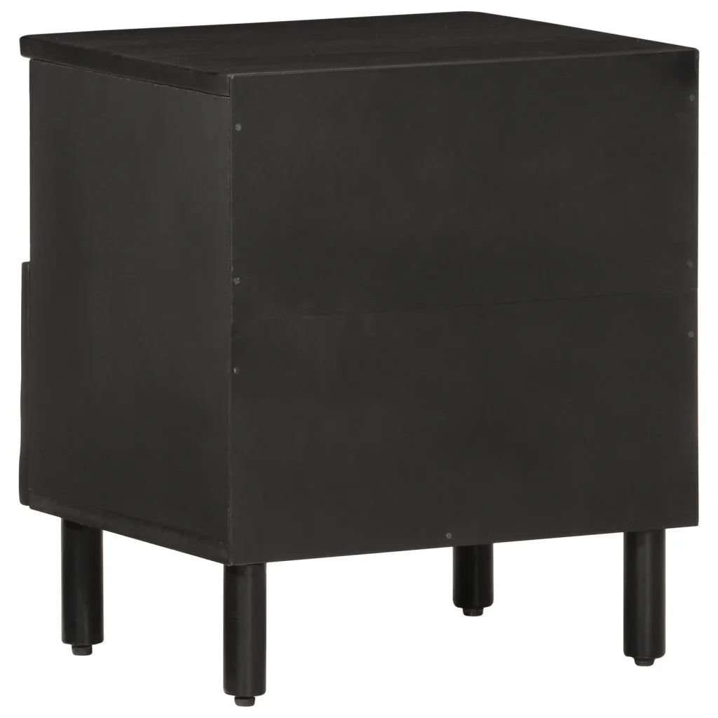 Comodini 2pz-Set di 2 Tavolino da notte Neri 40x33x46 cm in Legno Massello di Mango 791525