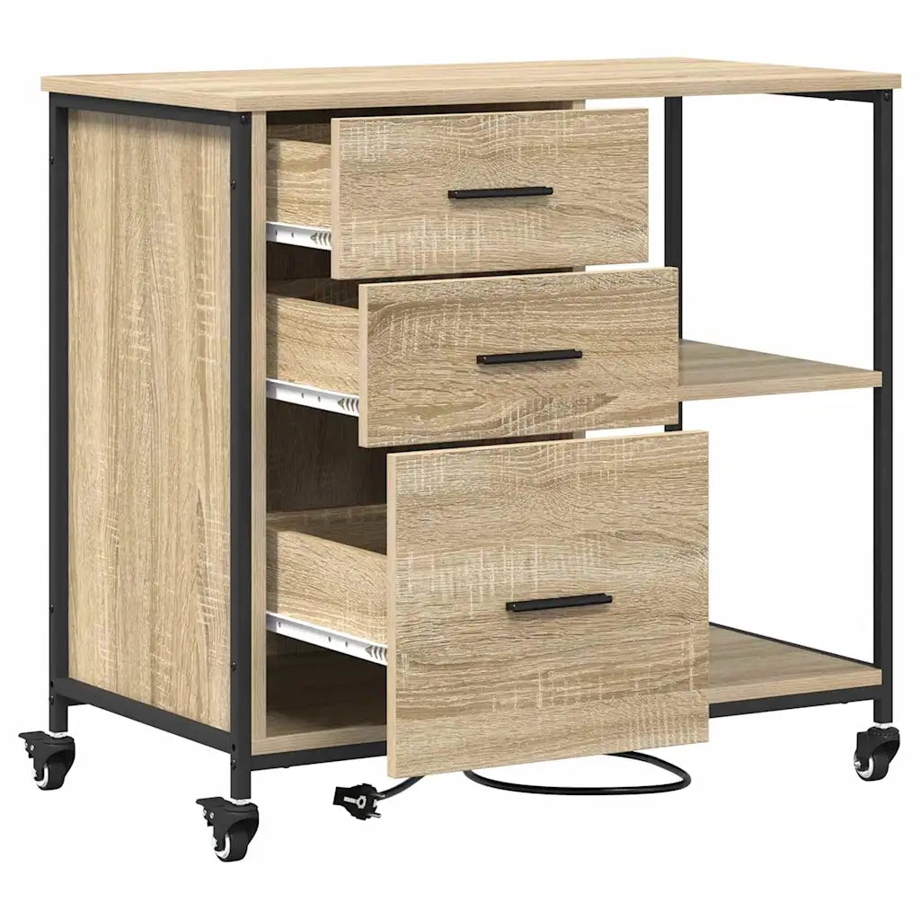vidaXL Mobile per Ufficio con ruota rovere sonoma 76 x 41 x 72 cm