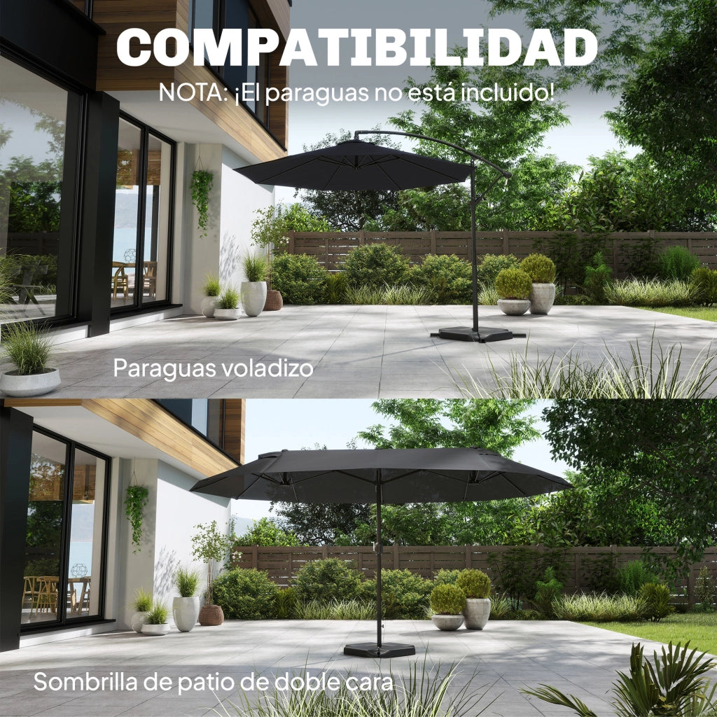 Base per Ombrellone 4 Pezzi per Parasole Cantilever ¨C Zephmum ¨C HDPE Riempibile con Acqua o Sabbia 77kg