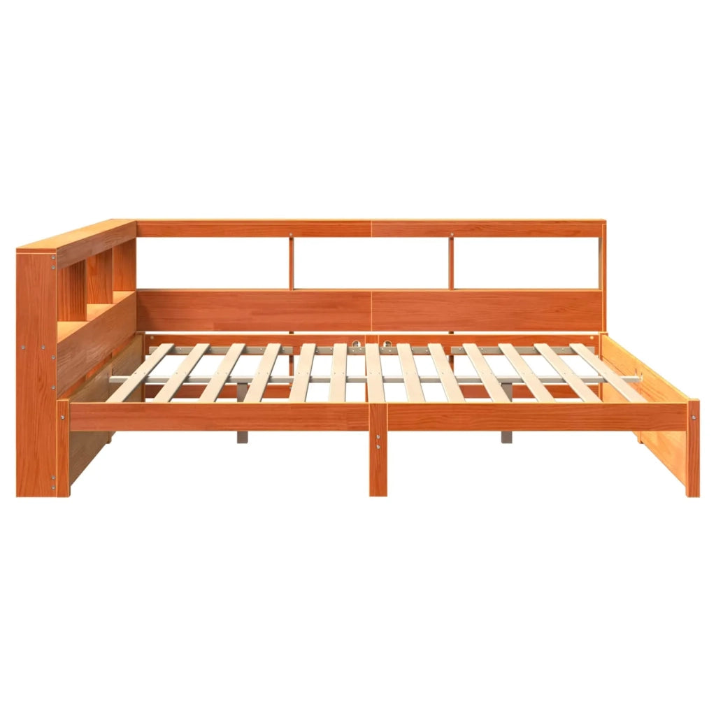Letto Libreria con testiera 2 pcs Marrone cerato 200 x 200 cm 3422738