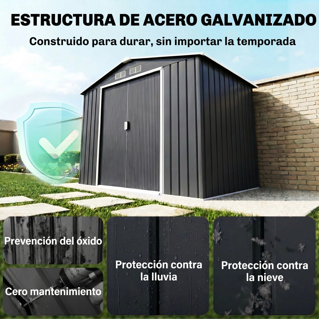Capanno da Giardino ¨C zephmum ¨C 213x130x185 cm Grigio Scuro Metallo