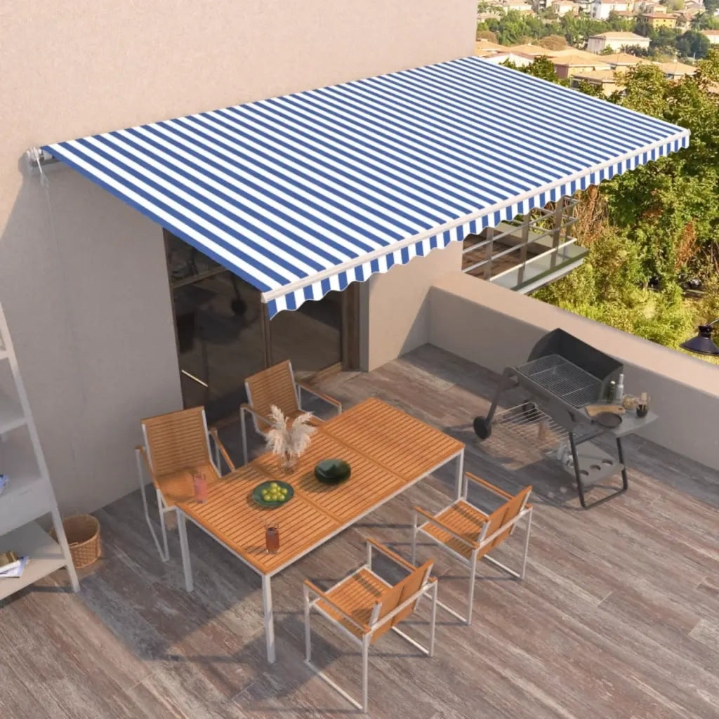 Tenda da Sole Retrattile Automatica 600x350 cm Blu e Bianca 3069046