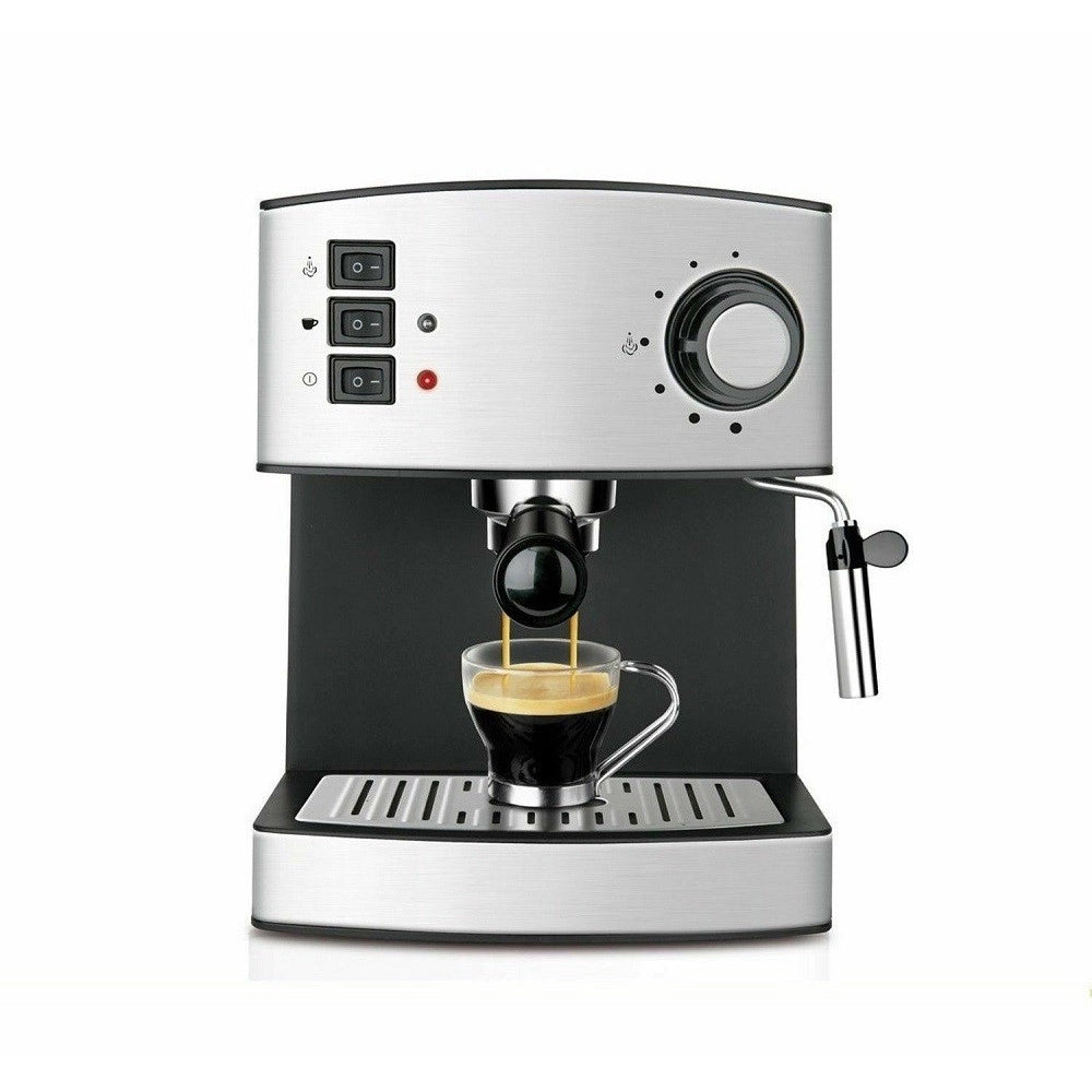 Trade Shop - Macchina Per Caffè Espresso 850 Watt 1.6lt Cappuccino System 15 Bar Corpo Inox -