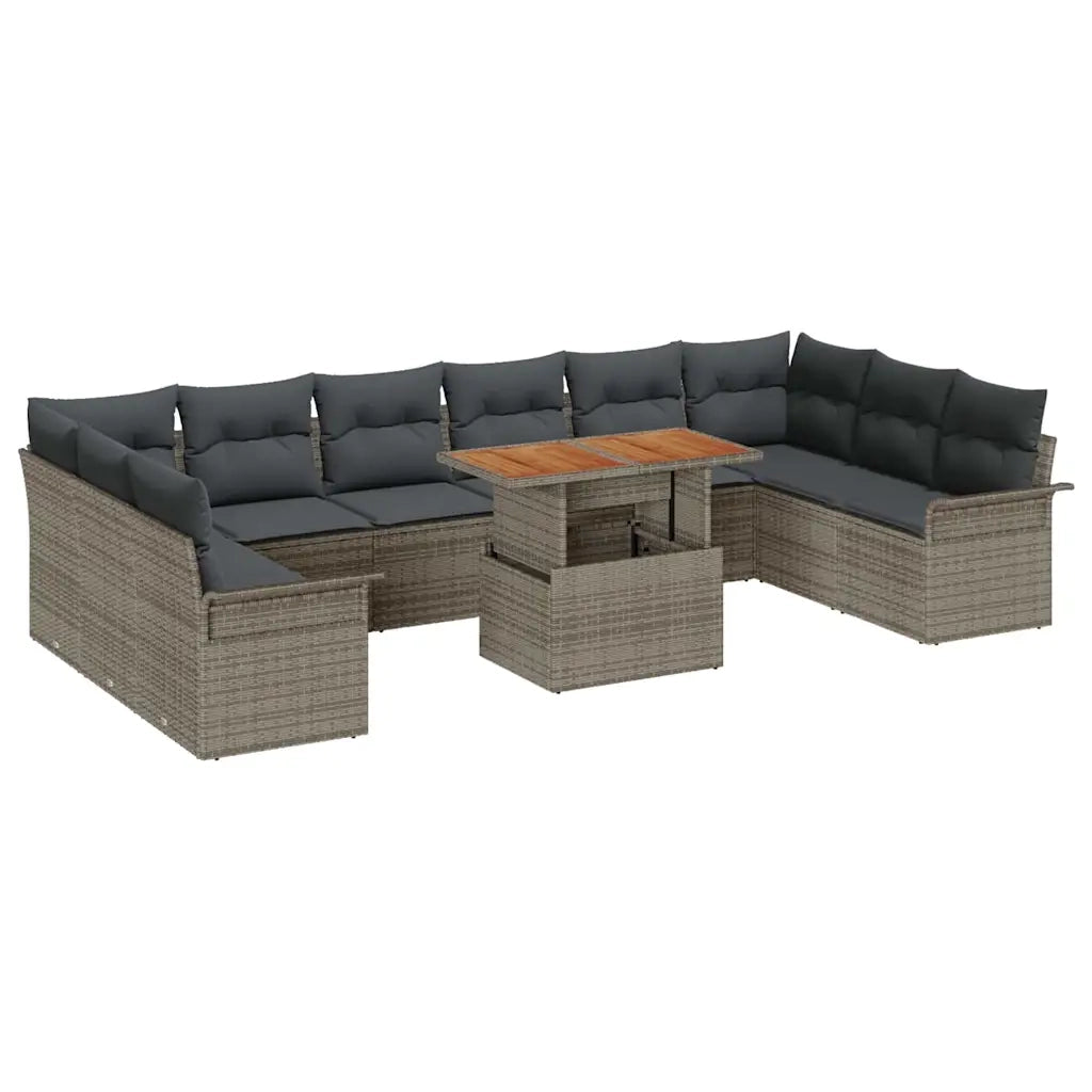Set Divano da Giardino 9 pcs Grigio Poly Rattan 3358120