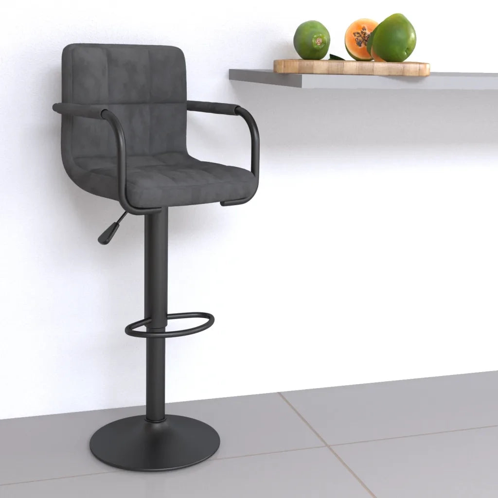 Sgabello da Bar Grigio Scuro in Velluto 334649