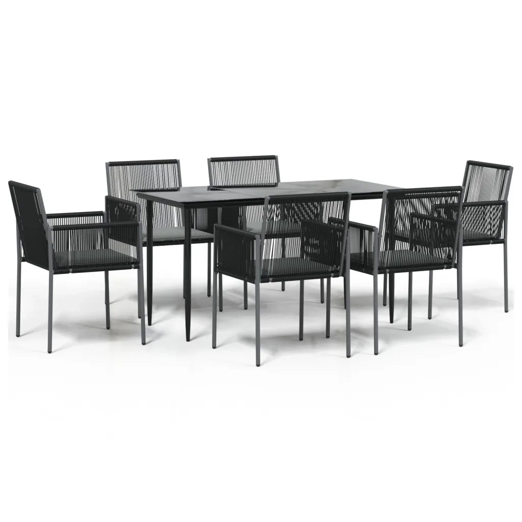 Set Pranzo Giardino 7 pz con Cuscini Polyrattan e Acciaio Nerocod mxl 124558