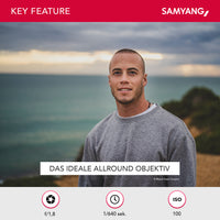 Obiettivo fotografico AF 45 mm compatibile con Sony FE, per full-frame e APS-C, Lunghezza focale fissa, autofocus e angolo di campo di 53°