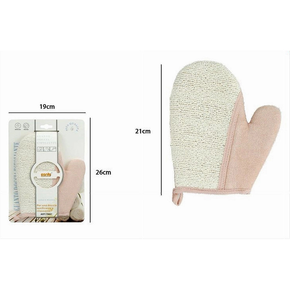 Trade Shop - Guanto Doccia Bagno Esfoliante Per Cura Pulizia Di Pelle Corpo 21 Cm Rosa 79661 -