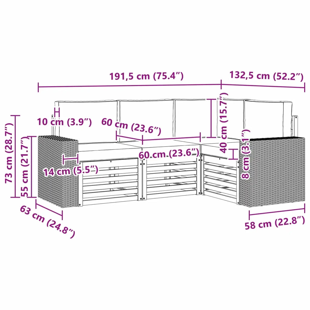 Set di divani da esterno 4 pz Poliestere 3384304