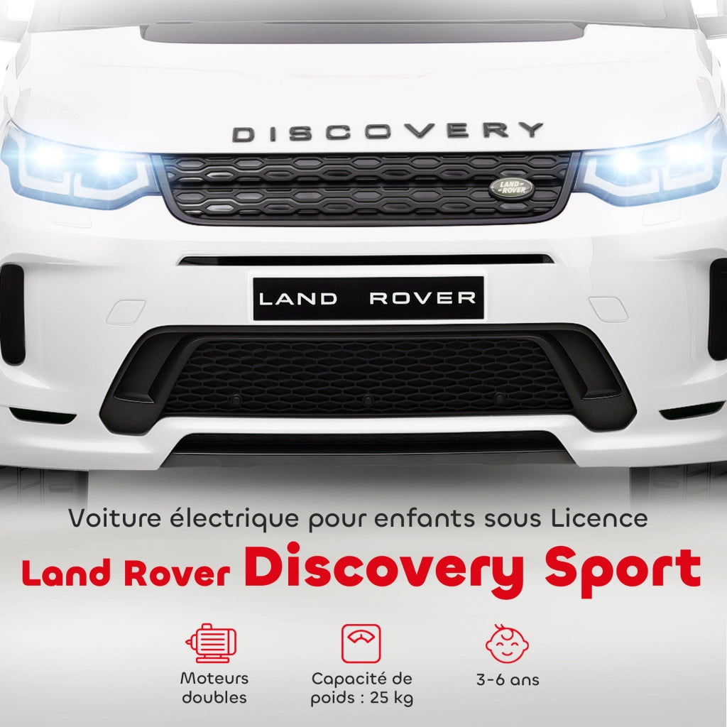 Auto elettrica per bambini Land Rover Discovery Sport ¨C zephmum ¨C Bianco, LED, telecomando, 12V