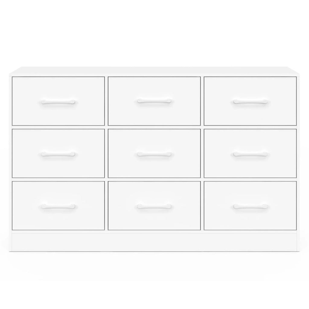 IDMarket - Cassettiera in tessuto a 9 cassetti UPPAH 113 cm mobile contenitore in legno bianco