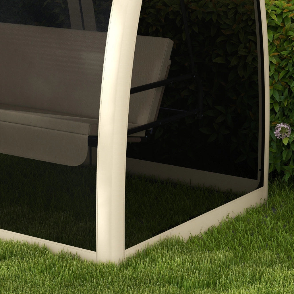 Dondolo da Giardino 2 in 1 Convertibile in Letto 240x140x197 cm con Zanzariera Caffè