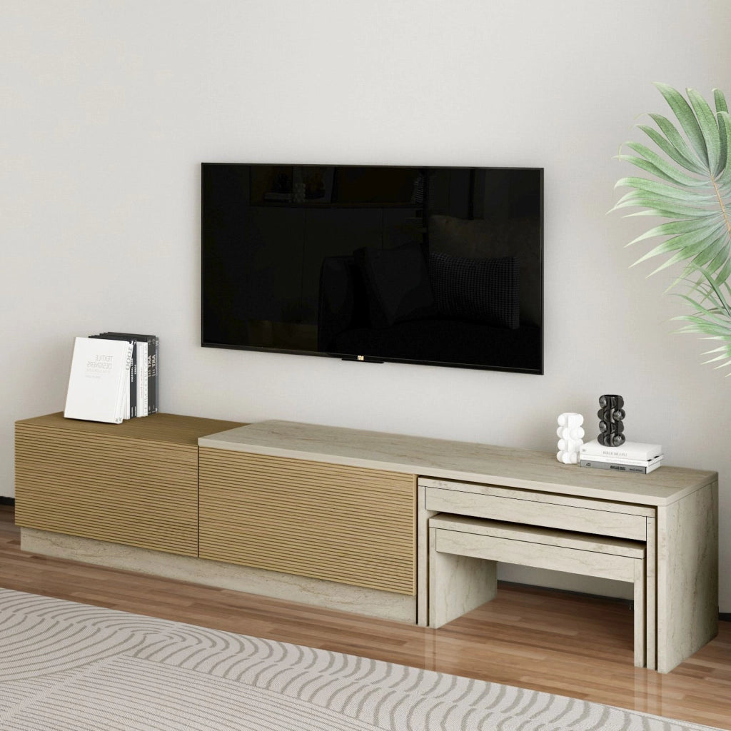 Porta TV in legno "Nest" - 180 x 30 x 36 cm - Beige