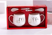 Set di Tazze da Caffè in Porcellana - 350 ml - Tazze da Caffè in Porcellana - Ideali come Regali per Coppie
