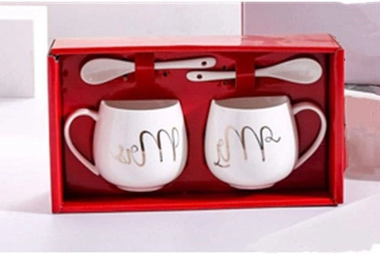 Set di Tazze da Caffè in Porcellana - 350 ml - Tazze da Caffè in Porcellana - Ideali come Regali per Coppie
