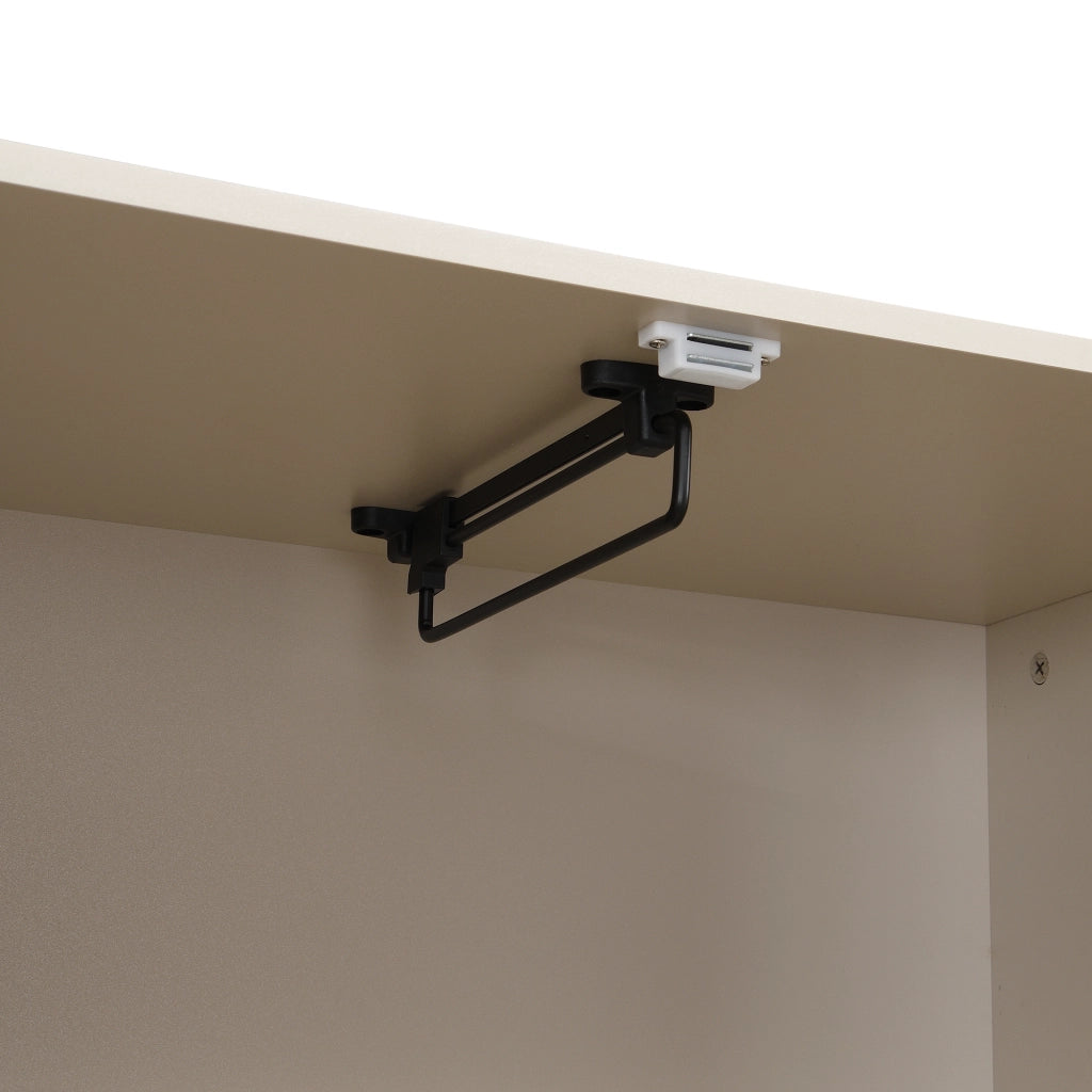 Armadio da ingresso con appendiabiti, ripiani, 2 cassetti e scarpiera, in MDF beige grigio