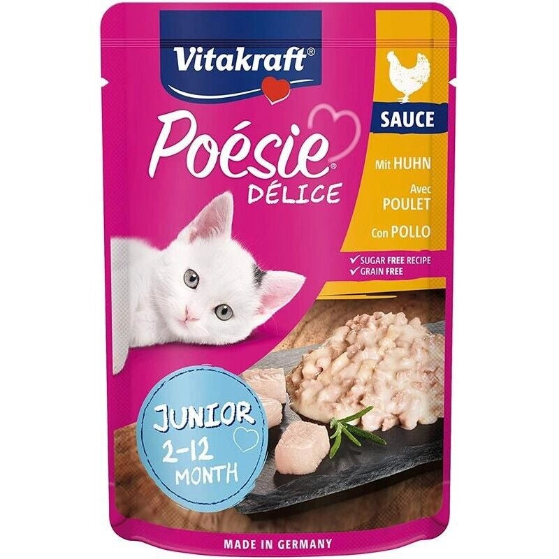 SET 23 BUSTINE POESIE DELI SAUCE 85GR POLLO JUNIOR PER GATTI 2-12 MESI