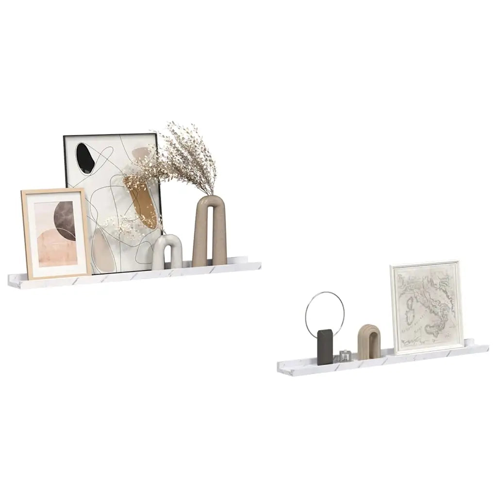 Scaffale da parete 2 pz Marmo Bianco 80 x 9 x 3 cm