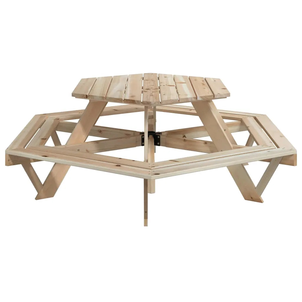vidaXL Tavolo da Picnic per 6 Bambini con Panche Esagonale Legno Abete
