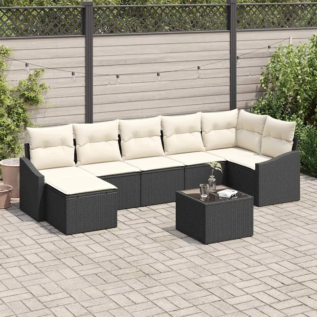 Set Divano da Giardino 8 pcs Marrone e Crema polyrattan 3355486