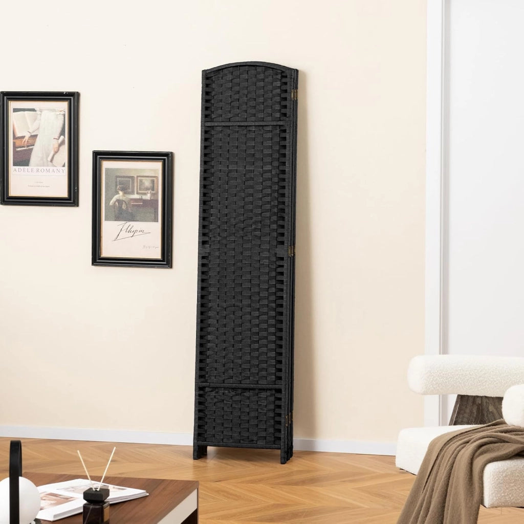 Paravent - Divisorio per interni, 6 pezzi, 240 x 170 cm, divisorio pieghevole, parete spagnola, telaio in legno, autoportante, con texture tessuta a mano, protezione privata