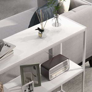 Tavolo Consolle da Ingresso con Ripiano Aperto 100x30x87 cm in Acciaio e Truciolato Bianco