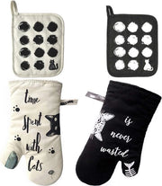 Set di tovaglie per pentola e padella con design gatto resistente al calore, per amanti degli animali, manopole per pentola eleganti