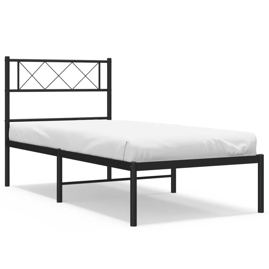 Giroletto con Testiera-Struttura Letto con testiera in Metallo Nero 75x190 cm 380903