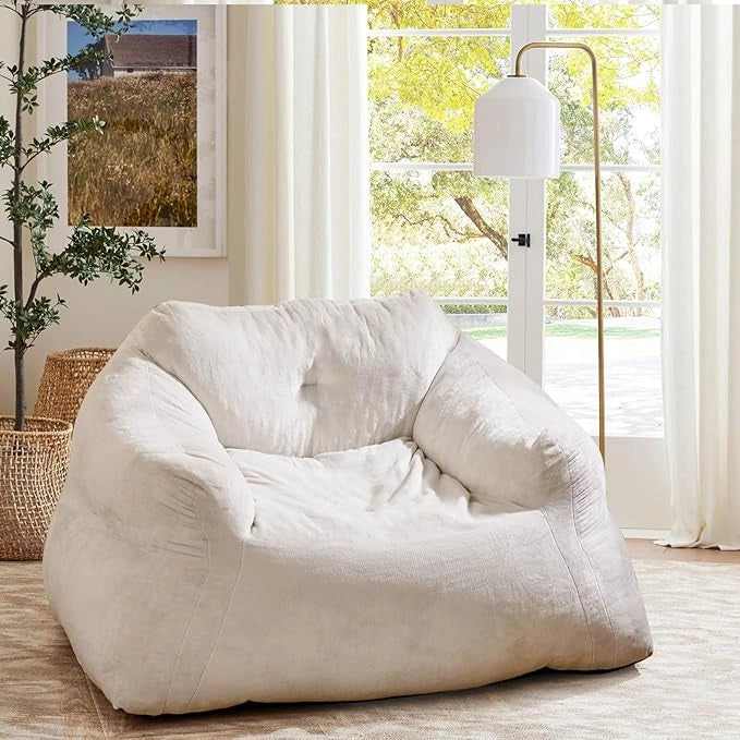 Pouf Poltrona Sacco, Divano Pigro di Peluche con Rivestimento in Velluto Morbido e Fondo Antiscivolo, Divano da Pavimento Imbottito per Soggiorno, 129 x 111 x 69 cm