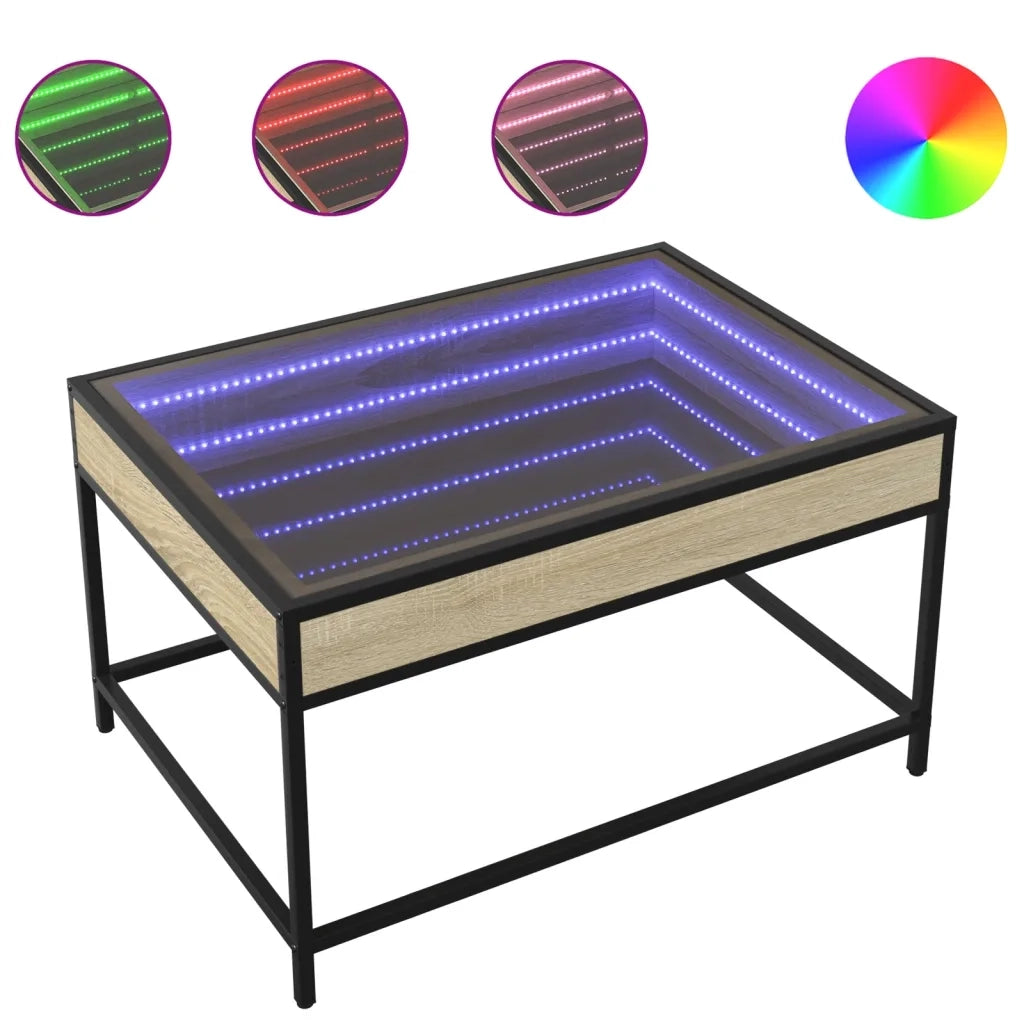 Tavolino da Salotto con LED Infinity Rovere Sonoma 70x50x41 cm