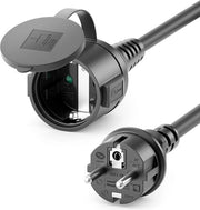 Cavo di allungamento esterno 20m - Resistente all'urto estremo - IP44 con cavo in gomma - Utilizzo permanente - Esterno - Contattore tipo F - Scatola di contatto - Nero