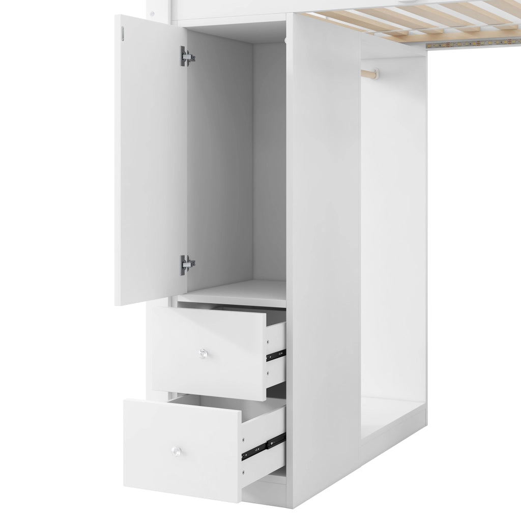 Letto a castello bianco con funzione scrivania sottostante 90x200 cm
