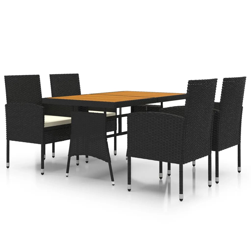 Set da Pranzo per Esterni 5 pz in Polyrattan Nero 3120098
