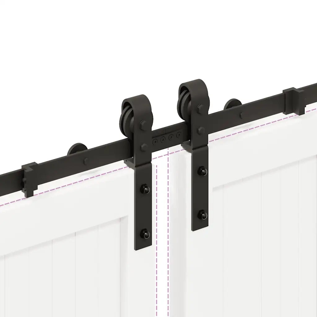 Kit di Binari per Porte Scorrevoli 366 cm Acciaio Nero CFW9918259