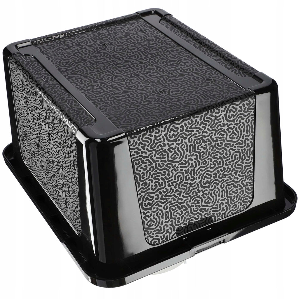 Contenitore in plastica KADAX da 20 litri con coperchio, nero, con chiusura a chiave, grande scatola organizer.