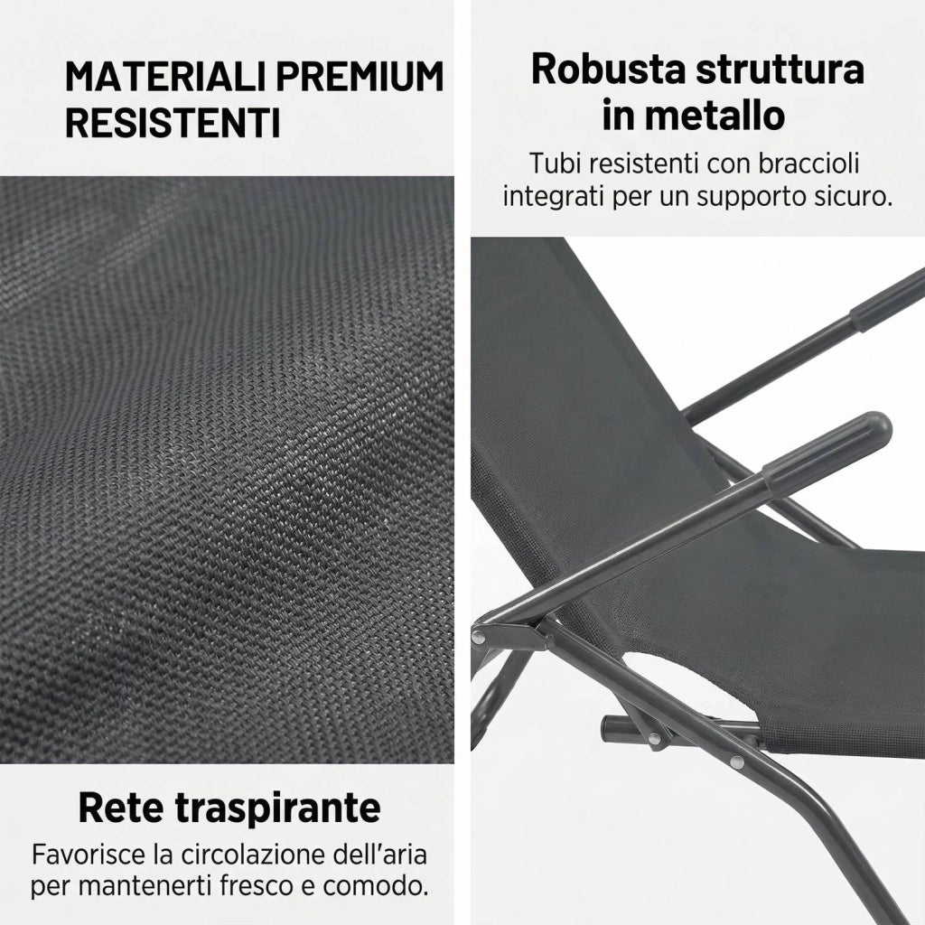 Marvin Lettino Basculante da Giardino Swing Sdraio Oscillante in Acciaio Telo Textilene Traspirante Relax Ergonomico per